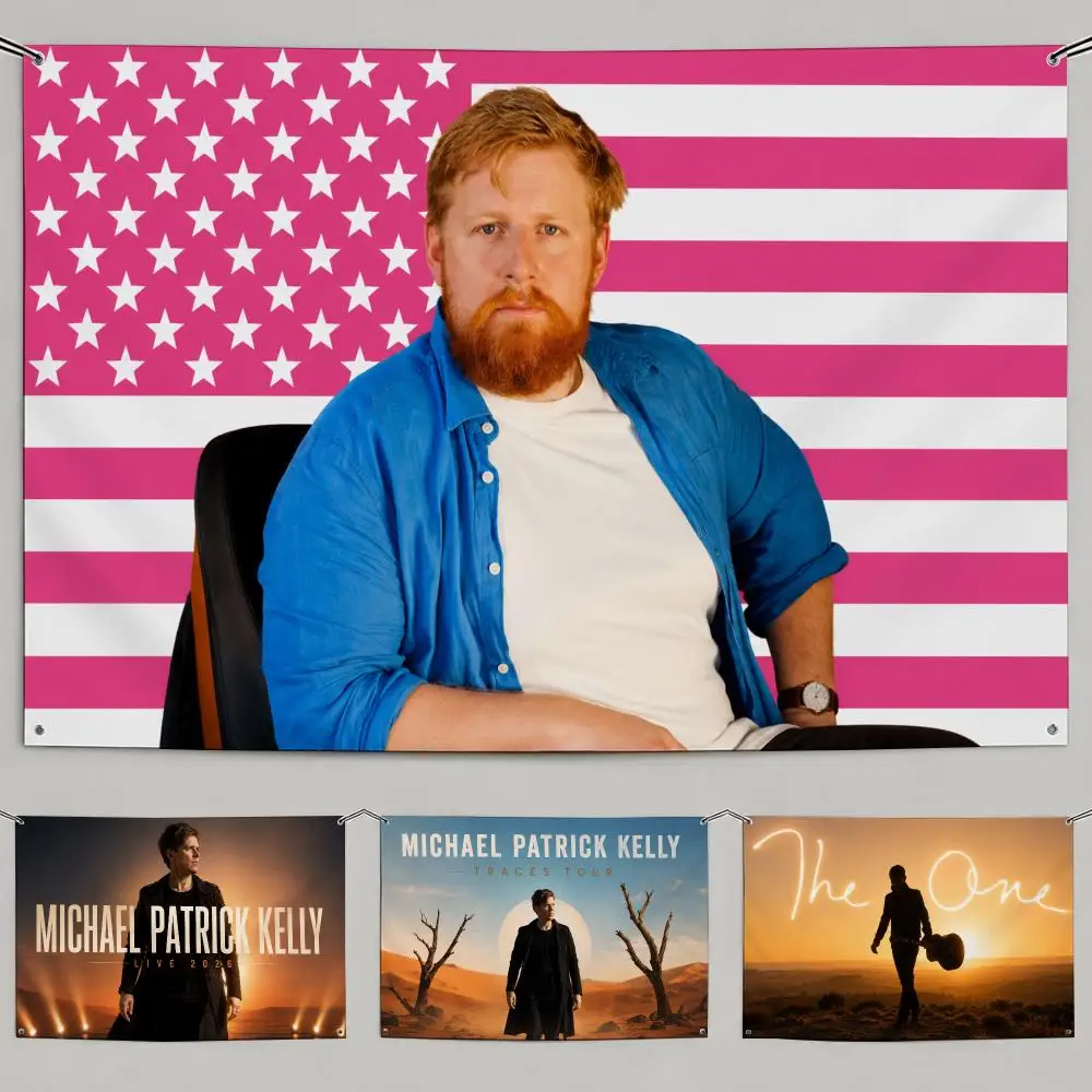 Singer Michael Patrick Kelly Flags Flags Minimalist Fabric   Outdoor Garden Banner Hanging Sign for Shop Home Decor