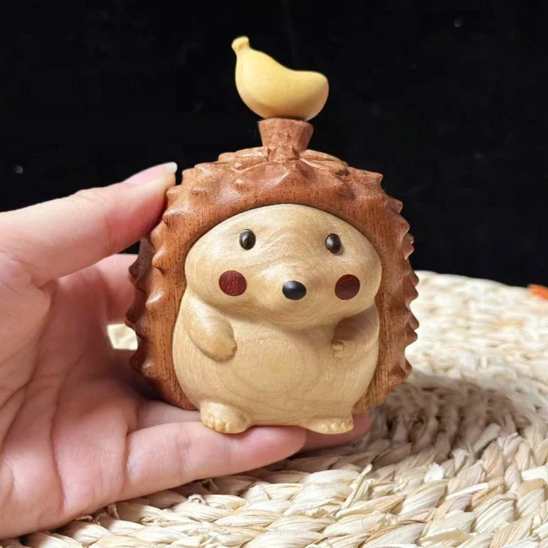 

Miniature Cute Hedgehog Figurine Wooden Animals Crafts Office desk accessories book nook Ornament For home Desktop Gifts