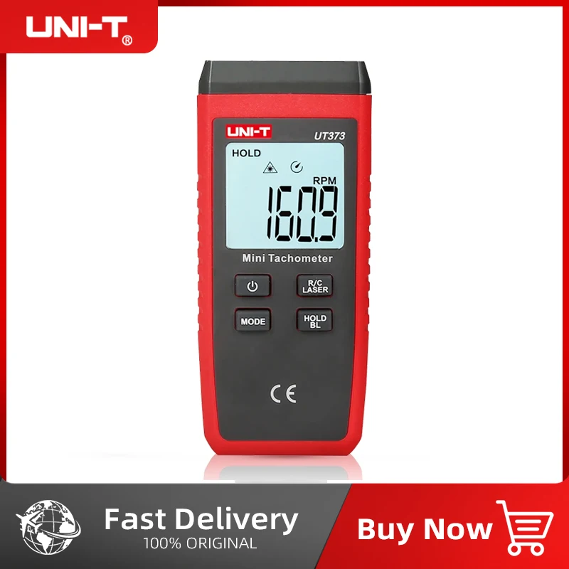 UNI-T Digital Non-contact Tachometer UT373 Mini Digital Laser Tachometer Non-Contact Tachometer RPM Range 10-99999RPM