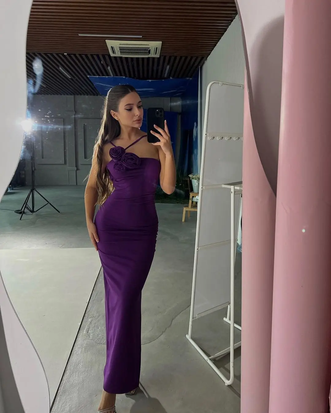 Customized Formal Occasion Dresses Mermaid Purple Flowers Dubai Women's Prom Dresses Temperament Evening Dress