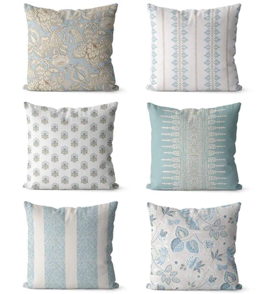 

Modern pastoral flower leaf geometric square throw pillow/almofadas case 43 53,vintage blue floral cushion cover home decore