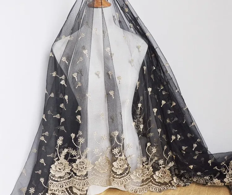 

1 ярд двусторонняя симметричная золотая нить с вышивкой tela Одежда, ткань для штор, материал юбки