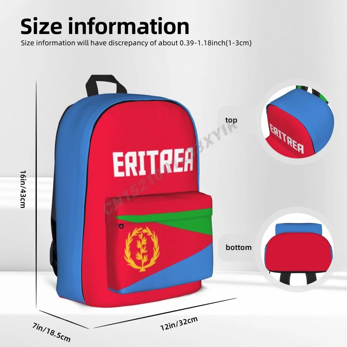 Unisex Backpack Eritrea Flag Eritrean Stitch Schoolbag Messenger Bag Case Laptop Travel Bag Mochila Gift