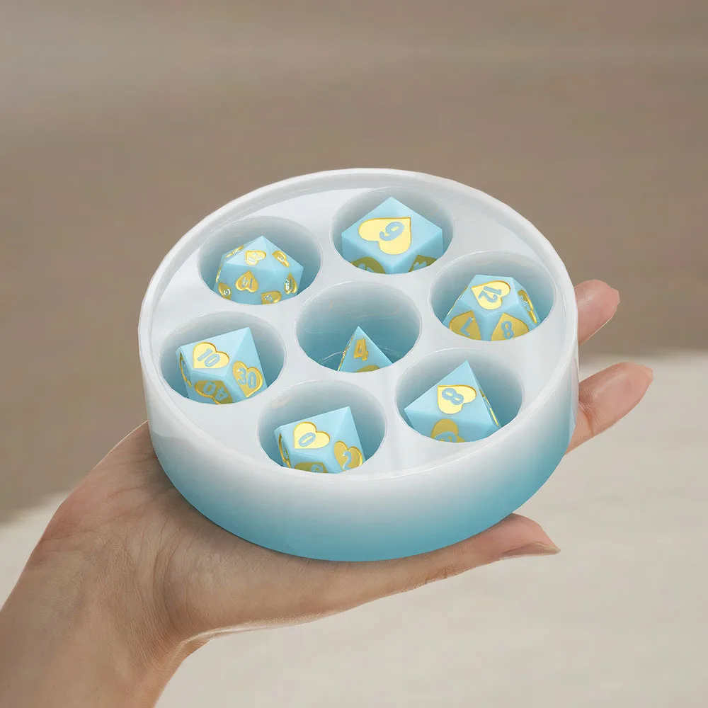 Dice Storage Box Silicone Molds DIY Heart Texture Numbers Game Playing The Roll Of A Dice Mould Gift Making Plaster Resin Mold