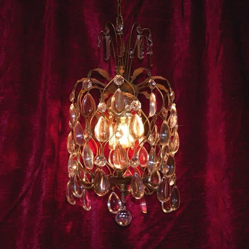 French retro crystal chandelier, foyer, hallway, creative corridor, dressing room, bedroom, small ceiling light, crystal lamp