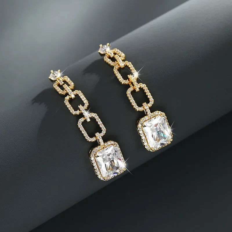 Shining U Simple Square Gems Dangle Earrings for Women Fashion Party Jewelry