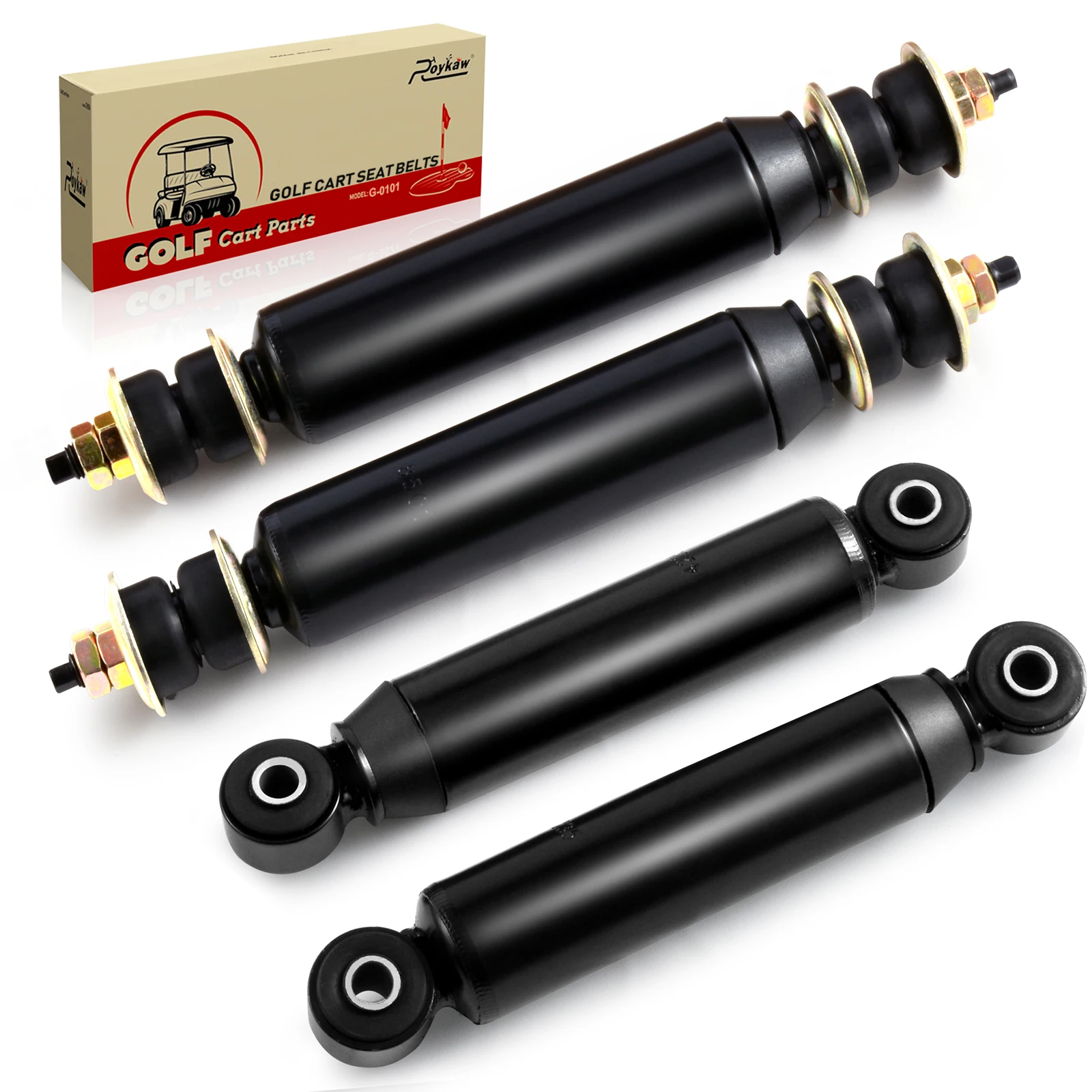 Roykaw Golf Cart Shocks Front & Rear Shock Absorbers Fit for Club Car DS 1988+, Precedent+ G&E, for 88-08 Electric/ 97-08 Gas