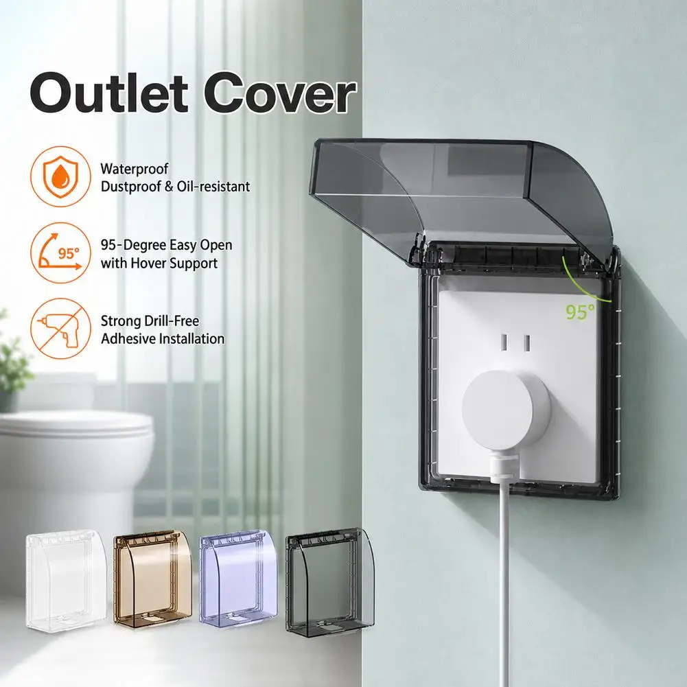 86 Type Switch Protective Cover Power Outlet Supplies Waterproof Electric Plug Cover Home Self-Adhesive Power Outlet Protector view 5
