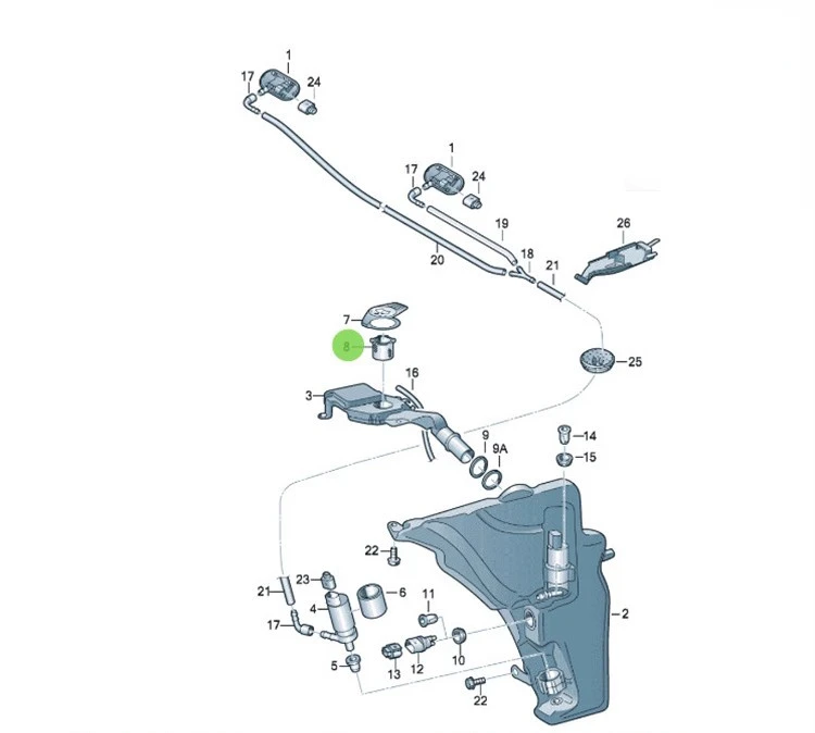 1pc for Audi A4L A5 A6L A7 Q5 Q7 Spray kettle filter screen cleaning solution tank filter 8Z0955485