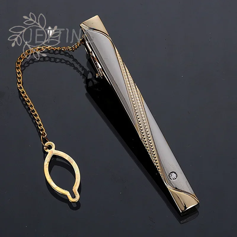 Hebilla de corbata de metal simple en colores oro y plata, clip de sujeción para corbata, pinza, pasador de corbata, joyería exquisita de moda para regalo de boda