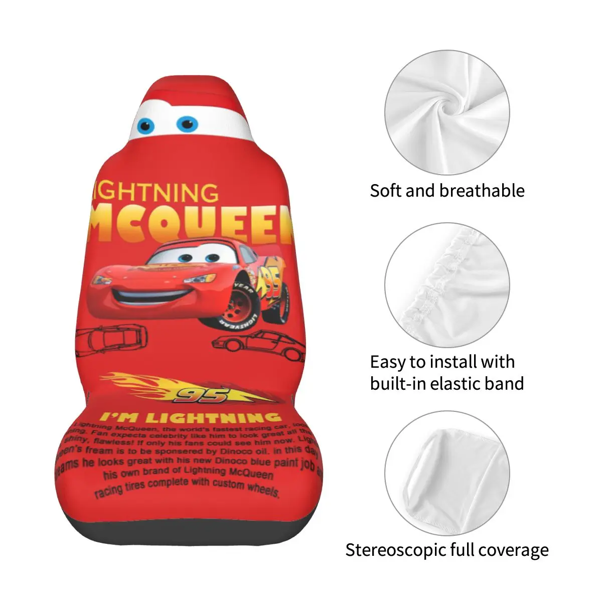 Sally relâmpago mcqueen 95 capa de assento de carro durável capas de assento 1 peça universal apto para caminhões carros sedans