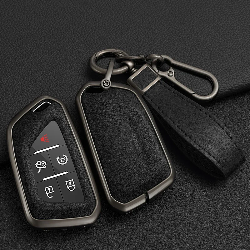 Alloy Car Remote Key Cover Case Holder Shell For Cadillac CT4 CT5 CT4-V C8 Corvette 2019 2020 2021 Accessories