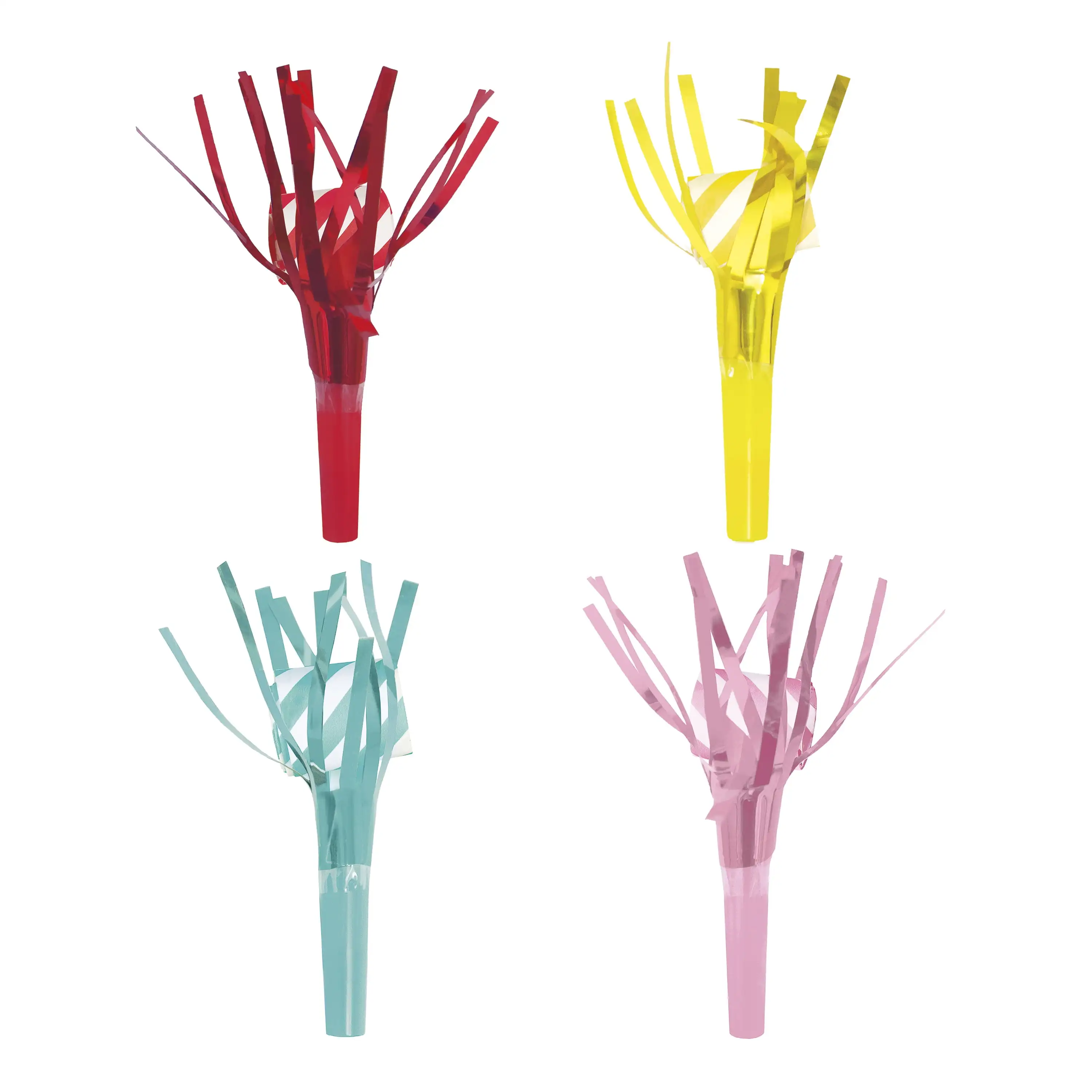 

Multicolor Squawker Blowouts with Foil Fringe, 4 Count, by Way To Celebrate