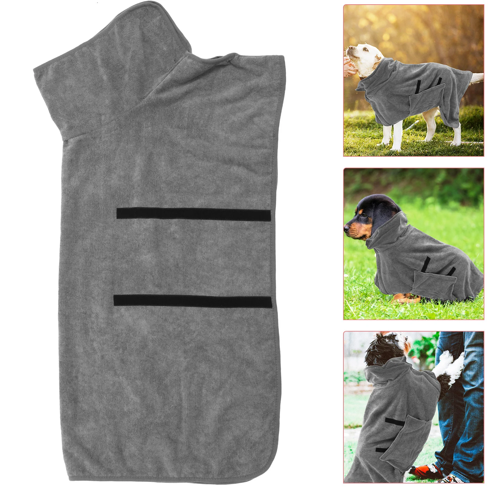 

Dog Bath Robe Pet Towel Xl Gray Quick-Drying Washable Super Absorbent Drying Towel for Dogs Cats Suitable for All Sizes