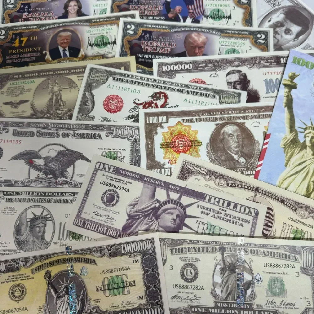 Nuevo estilo mixto América un millón de billetes Trillion dólar Estatua de papel de la libertad Impresión UV Número de serie Billete recoger