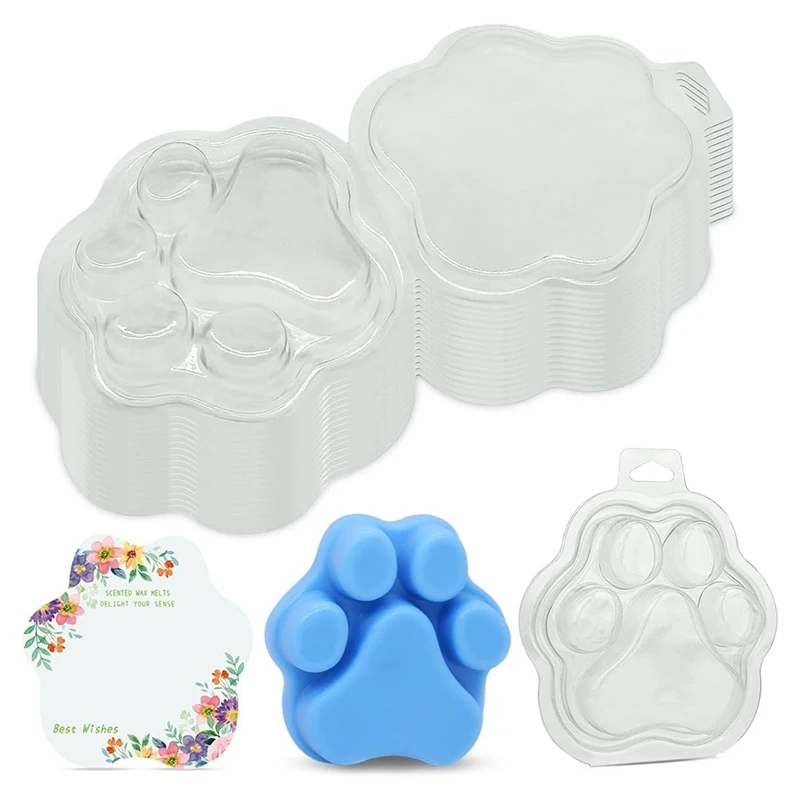 Cat's Claw Shaped Wax Melt Clamshells, For Wax Cubes, Clear Empty Cube Tray Molds For Wickless Tarts Candles