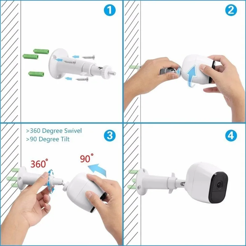 3pcs Metal Security Wall Indoor Outdoor Adjustable Mount Wall/Ceiling Security Bracket for Arlo or Arlo Pro Camera Cam