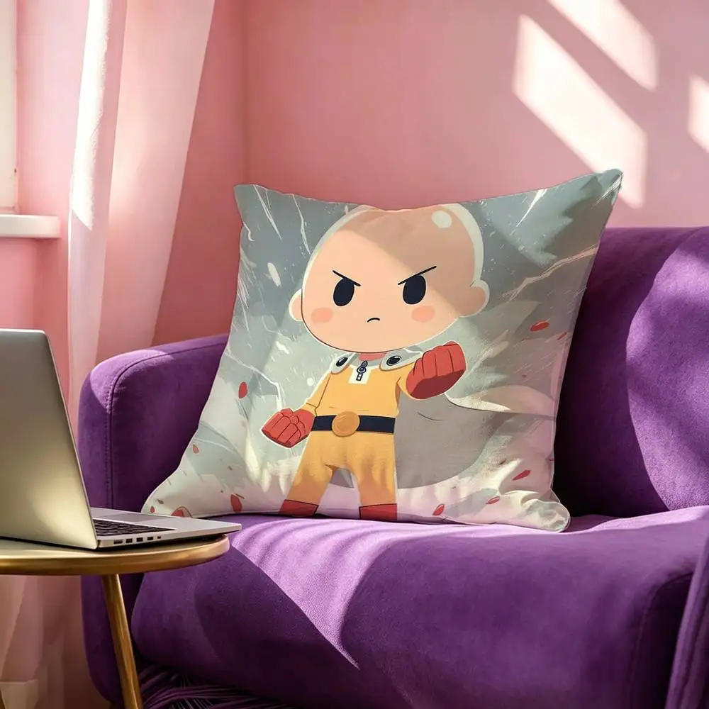 O-One P-Punch Man S-Saitama Square Double-Sided printed Pillow Case Bedroom Bedside Pillow Sofa Cushion Cover