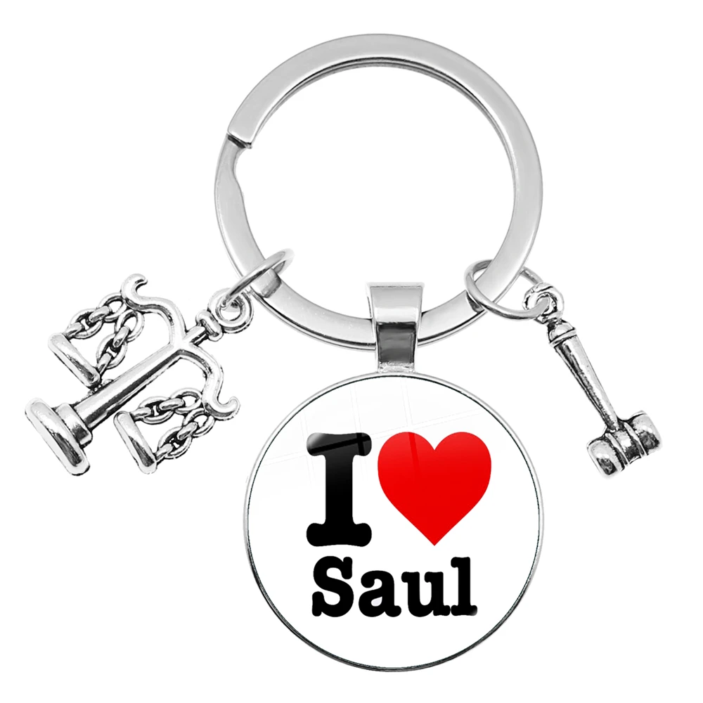 Fashion Judge Better Call Saul Glass Cabochon Heart-Shaped Keychain Bag Car Libra Accessories Keychains Lawyer Jewelry Gift