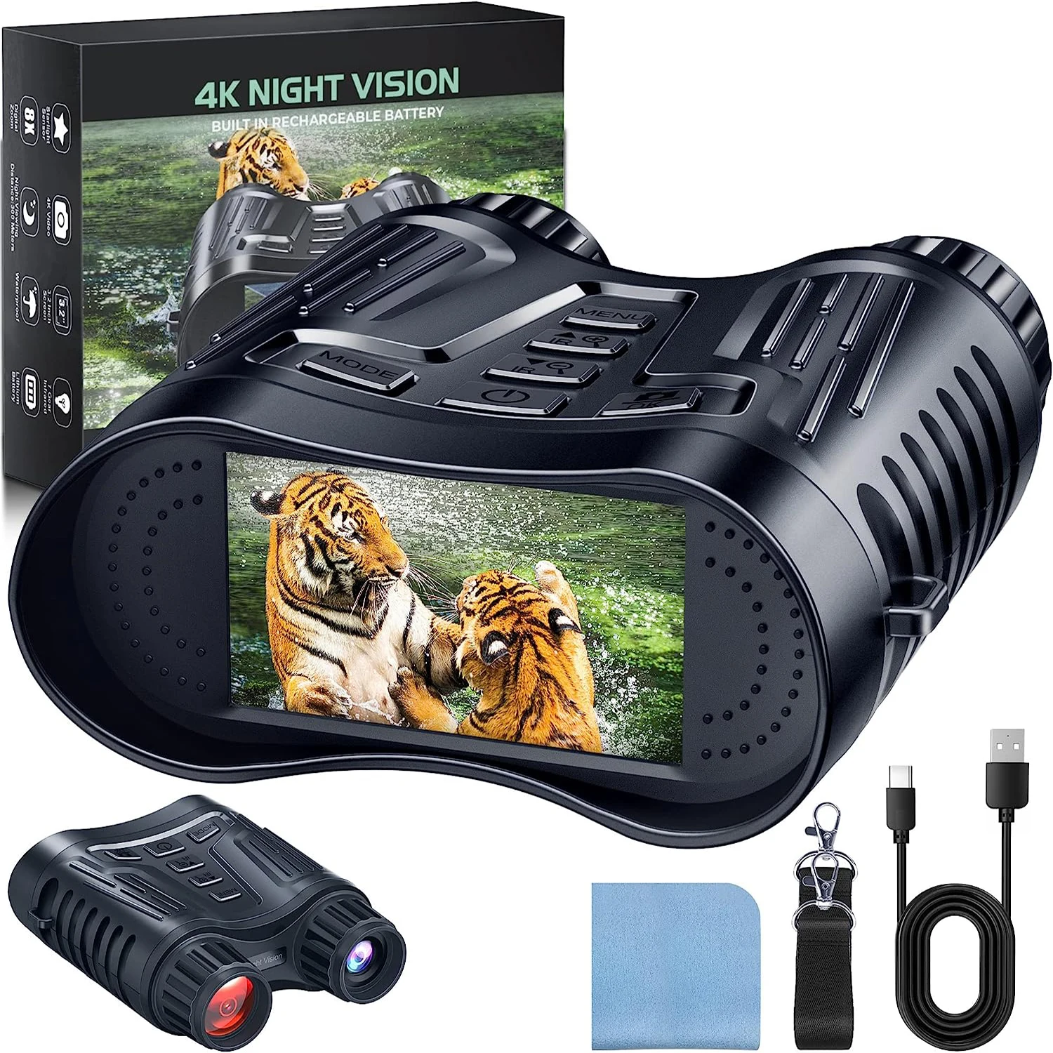 

Night Vision Binoculars 3.2 ''High Definition Screen,Head Mount, Built-in Battery, Rechargeable Infrared Digital Camping Equipme