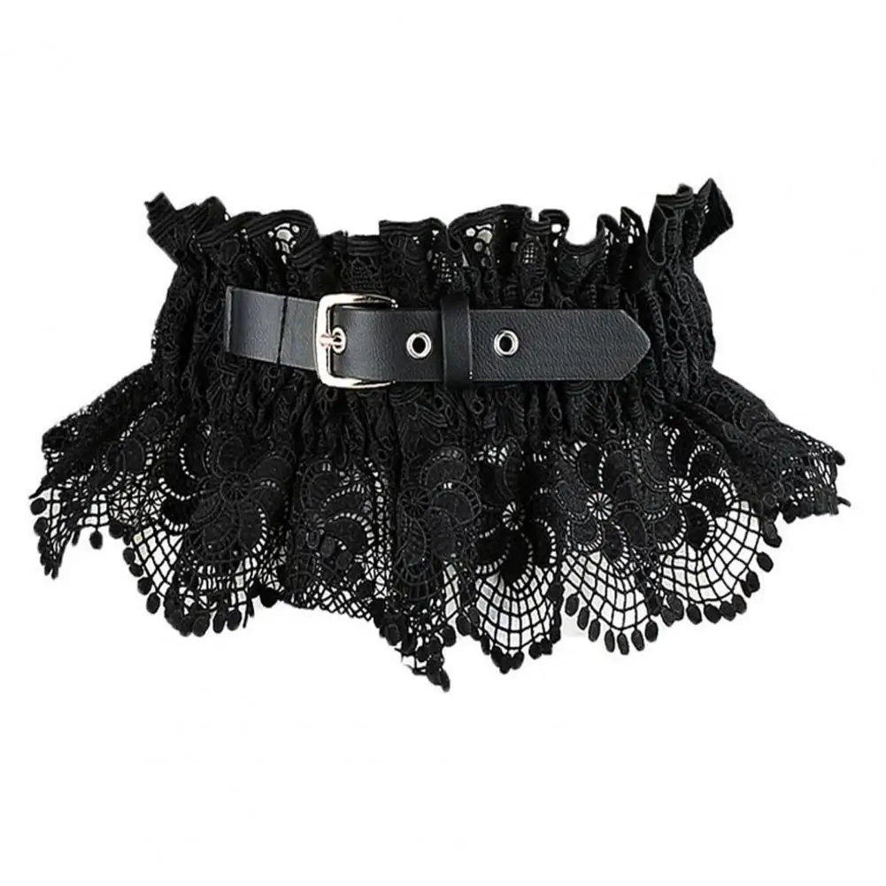 Belt Women Embroidery Lace Belt Wide Elastic Adjustable Waistband Breathable Imitation Leather Splicing Accessory Wide Lace