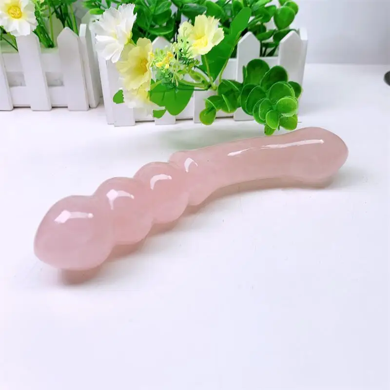 Large Size Natural Rose Quartz Crystal Massage Penis Wand Gemstone Yoni for Women Health Smooth Polished Fengshui Decor 18cm