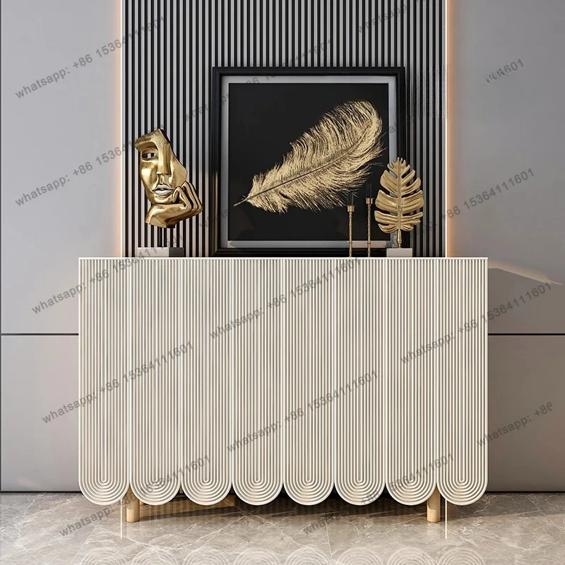 

Italian light luxury solid wood simple white shoe cabinet line entrance cabinet opposite the door household decoration cabinet