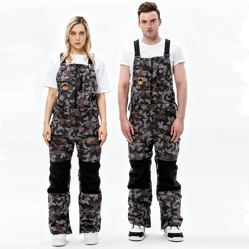 STLF الرجال النساء الدافئة والرياح تزلج بانت التمويه فضفاض حجم كبير وزرة رياضية لركوب الدراجات والتزلج على الجليد الحمالات Tro