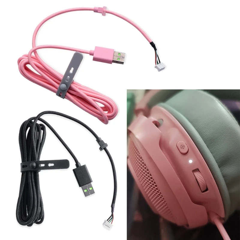 USB Charging Cable PVC Line Wire for Razer Kraken Ultimate / 7.1 V2 RGB / V3 Wired / Kitty Edition Headphone Part Repair F19E