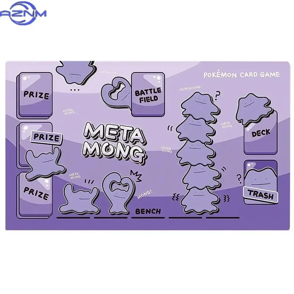 Cute Purple Shape Cartoon Creature Card Game Playmat Mouse Pad Rubber Non Slip Desk Mat for Gaming Computer Table Decor