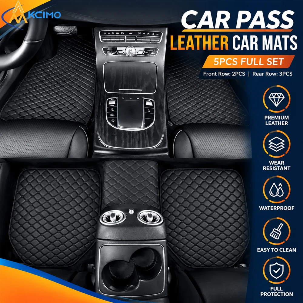 Car Floor Mats Universal Waterproof Leather - ชุดพรมปูพื้นรถยนต์หนัง PU 5 ชิ้น ครบชุด กันน้ำ