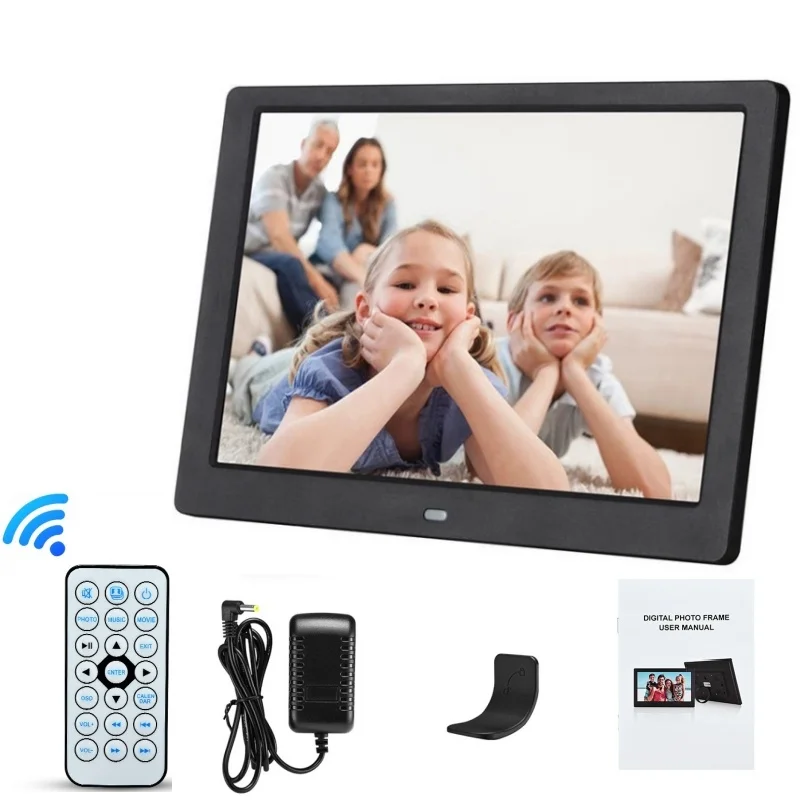 Cornice digitale per foto da 10,1 pollici, con memoria da 32 GB/64 GB, schermo IPS HD touchscreen da 1280x800, montabile a parete e dotata di telecomando.