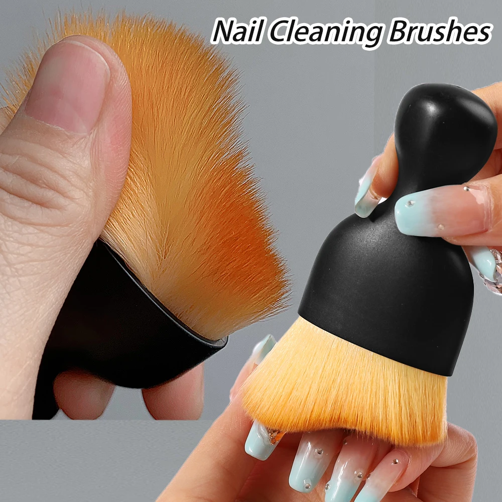 1/5 szt. Szczoteczka do czyszczenia paznokci w kształcie litery S, szczoteczka do usuwania pyłu, szczoteczka do pudru do makijażu, czarna szczoteczka z długą rączką i wielofunkcyjne narzędzie do czyszczenia