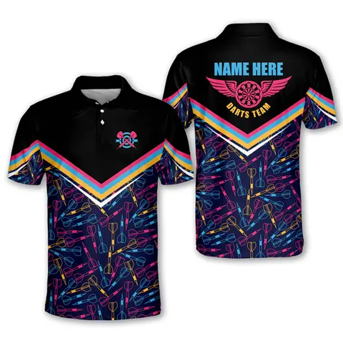 Cool ลูกดอก 3D พิมพ์เสื้อโปโล DIY Custom ชื่อออกแบบบุคลิกภาพทีมชื่อ Causal กีฬาเสื้อโปโลฤดูร้อนใหม่ลูกดอก Tee Top