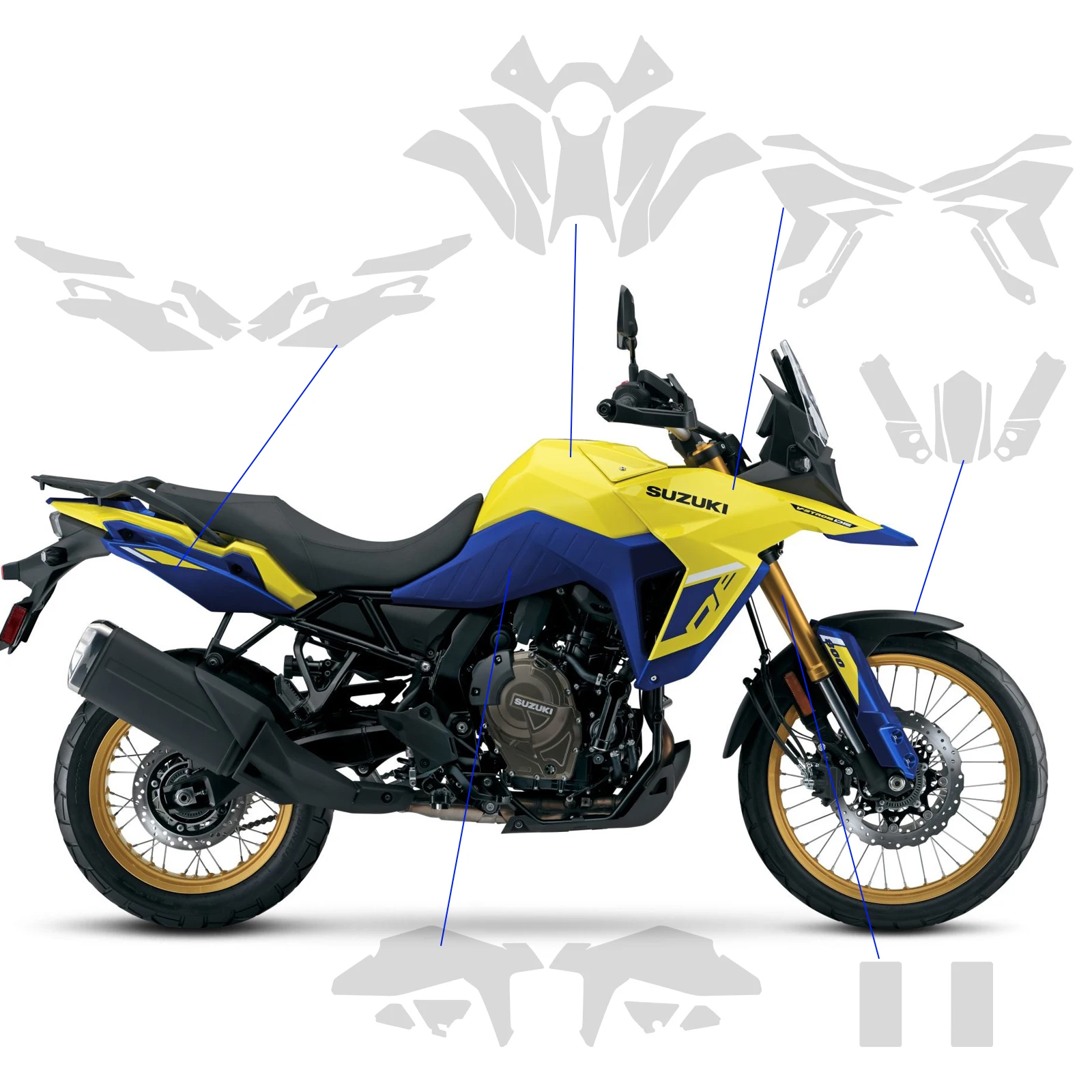 For Suzuki V-STROM 800 2023-2024 Paint Protection Film V STROM 800 Transparent Motorcycle PPF Ultra-Thin Anti-scratch Parts Fit