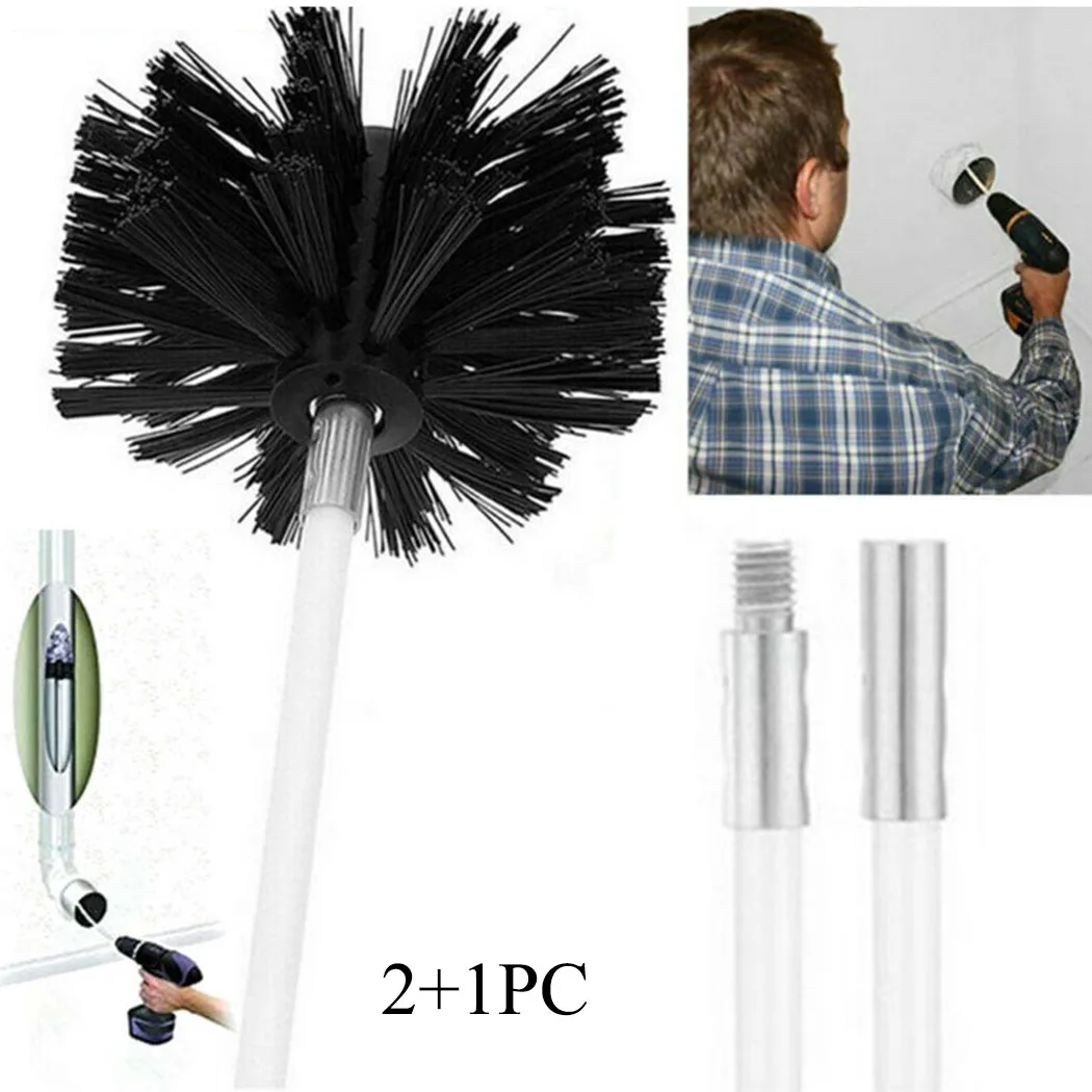 Chimney Brush Accessories100/150mm Brush Head 610mm Pole Rod Chimney Dryer Pipe Fireplace Inner Wall Roof Cleaning Tools