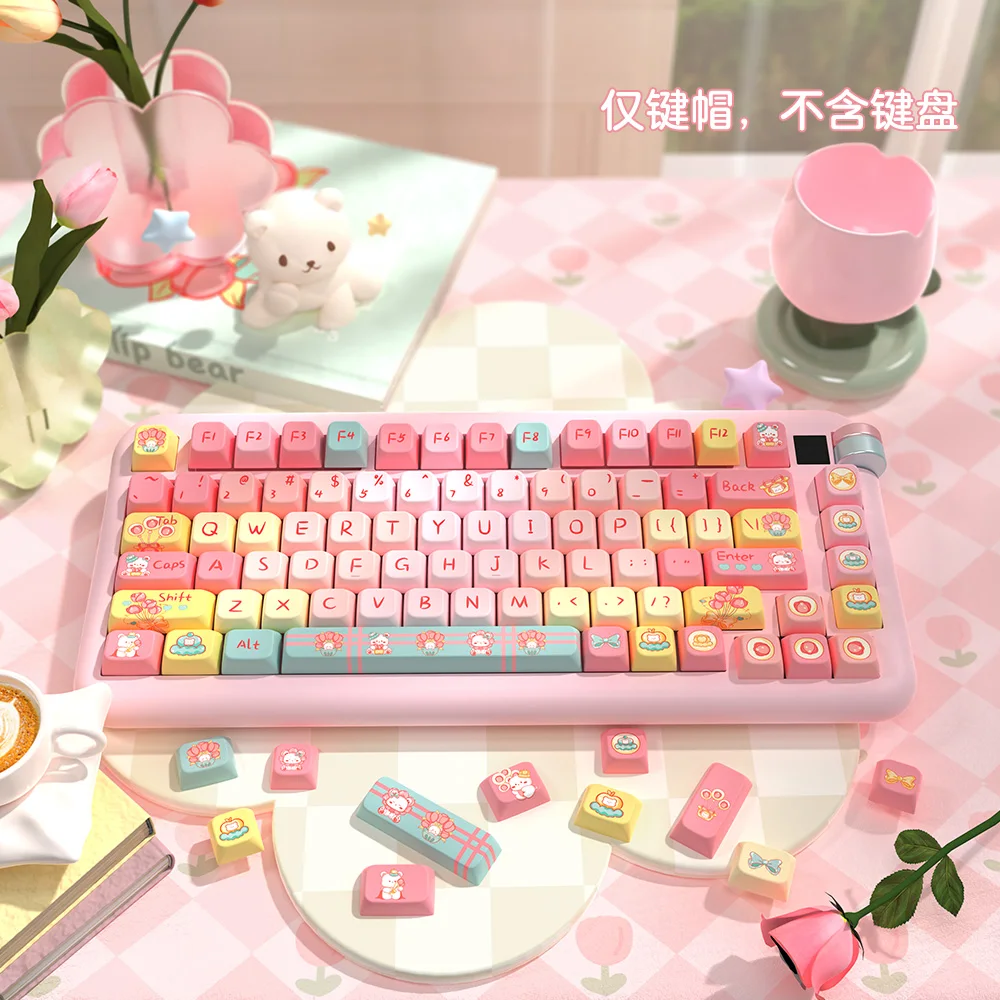 158 Keys Pink MDA Profile Anime Keycap PBT Keycaps For Mx Switch Mechanical Gamer Keyboard 7U Space ISO Enter Custom key caps