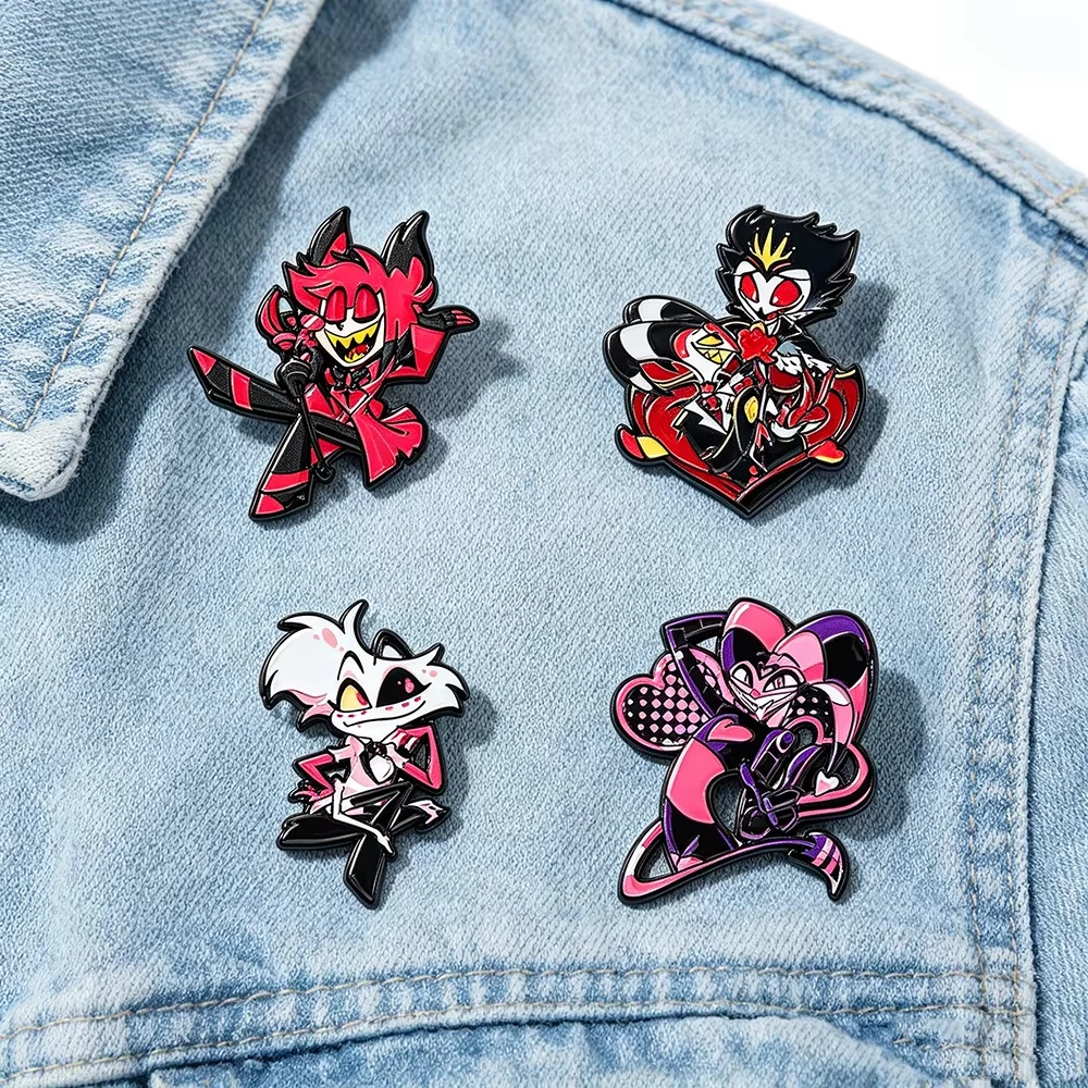4pcs/Set Cool Cartoon Enamel Pins Collection Fashion Lapel Badges for Clothes And Backpacks Unique Weird Souvenir Jewelry