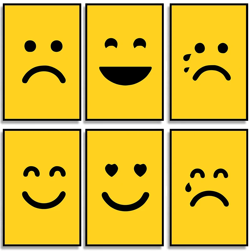 Emoticon Rhubarb Face Pictures and Posters Abstract Cry Laugh Funny Expression Canvas Painting Unique Wall Art Modern Home Deco