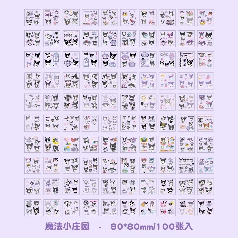 100pcs No Repeat Sanrio Kuromi Cinnamoroll My Melody DIY Waterproof Kids Gudetama Stickers