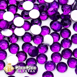 QIAO SS6-SS50 Glitters Violet Crystal Rhinestone Flatback Strass Nail Diamond Gem Loose Glitter Glue on Rhinestones For Crafts