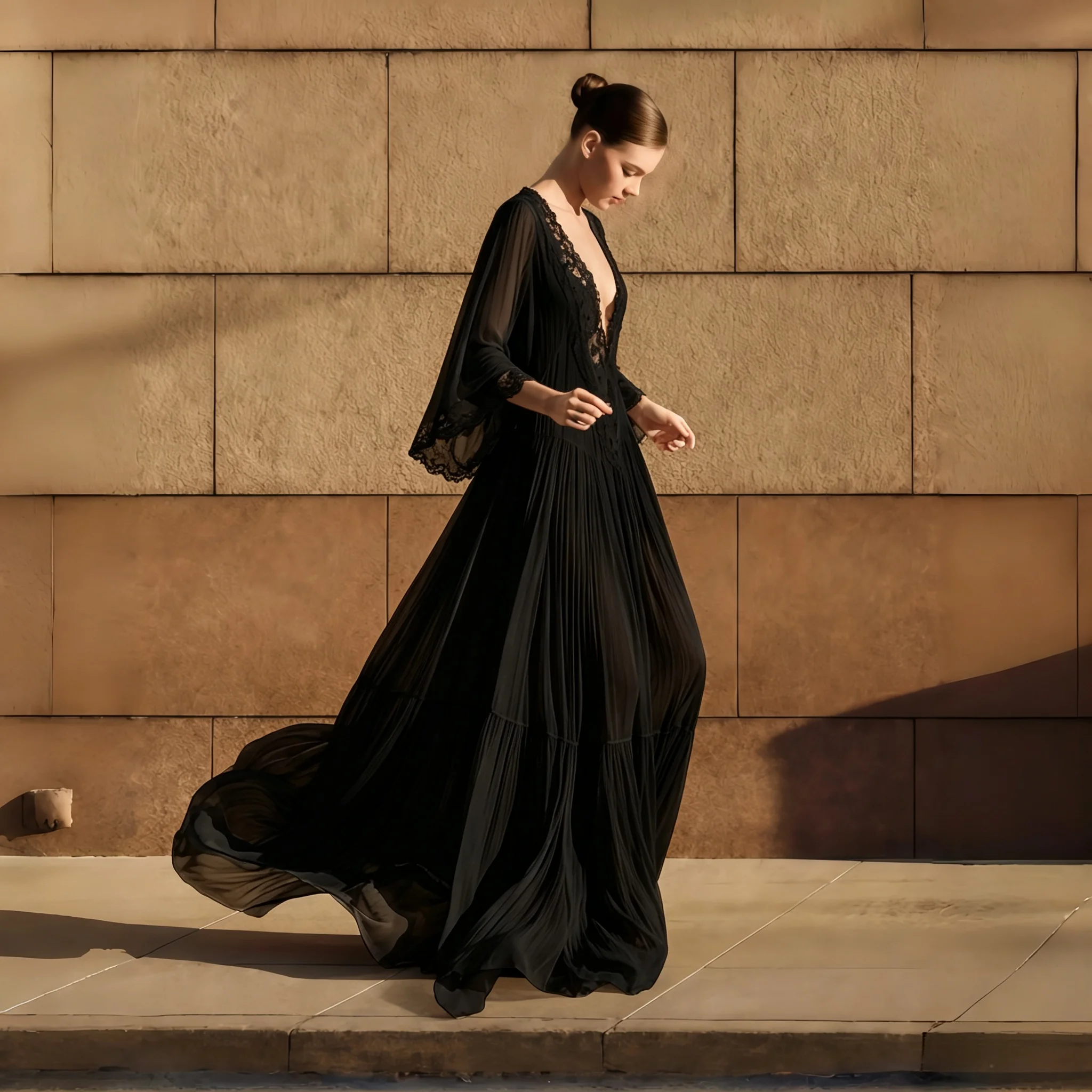Spring Summer Lace Patchwork Maxi Dress for Women Holiday Chic Batwing Sleeve Loose Fit Solid Elegant Simple Ladies Party Dress