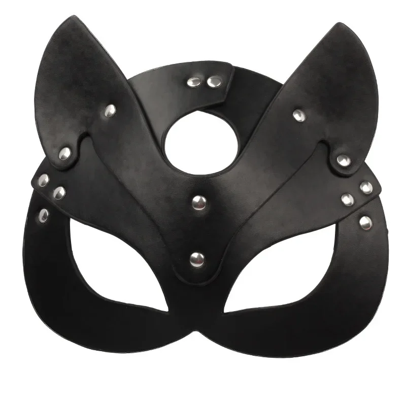 Masque Demi-Visage en Cuir PU pour Femme, Cosplay Renard, Anime, avec Rivet, Col Punk, pour ixd'Halloween, Masques de Barrage Tim ade Ball