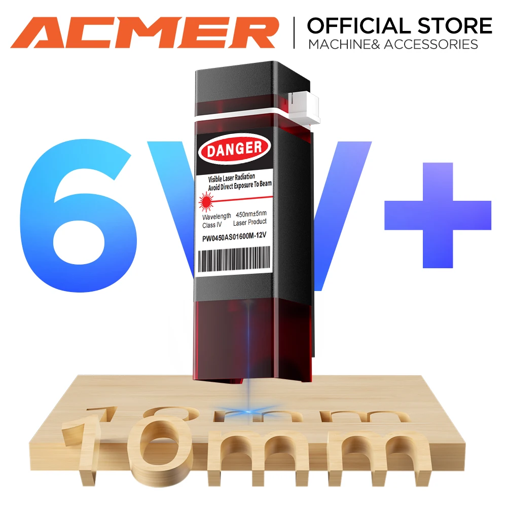 Acmer S1 mini 6W blue diode laser head upgrade kit for S1 mini 2.5W 3.5W laser engraver plywood leather black acrylic glass