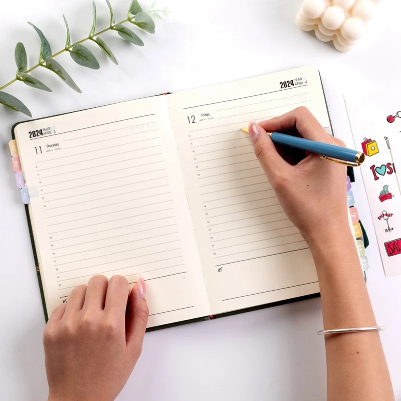 สมุดวางแผนแบบพกพา2024 365วันครอบคลุมทุกสัปดาห์สมุดโน้ตปฏิทินขนาดกะทัดรัดวาระการประชุมสำนักงานโรงเรียน