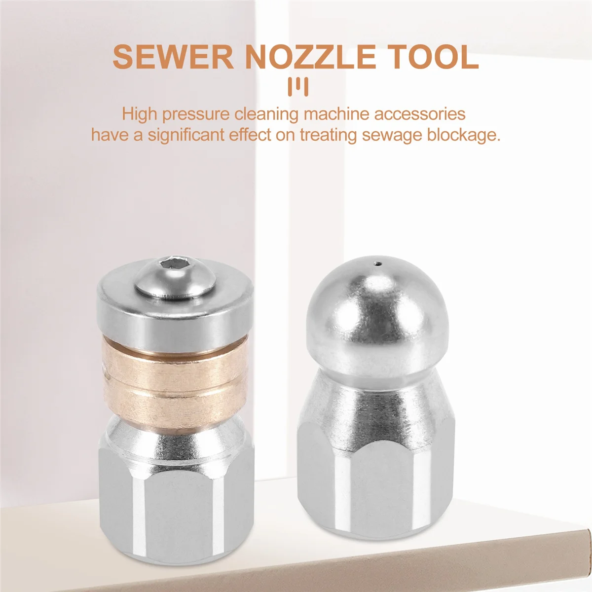 Bico de mangueira de jato de esgoto, bico de mangueira de lavadora de alta pressão, 1 bico de nariz de botão e 1 bico giratório, pacote de 2 tamanhos quentes