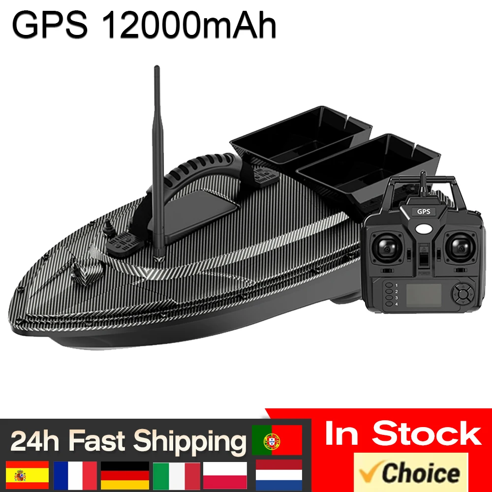 V070 RC Bait Boat 500 Meters GPS 40 Point Positioning 2 Hoppers 1.5KG Automatic Return Fishing Bait Boat Remote control Boat