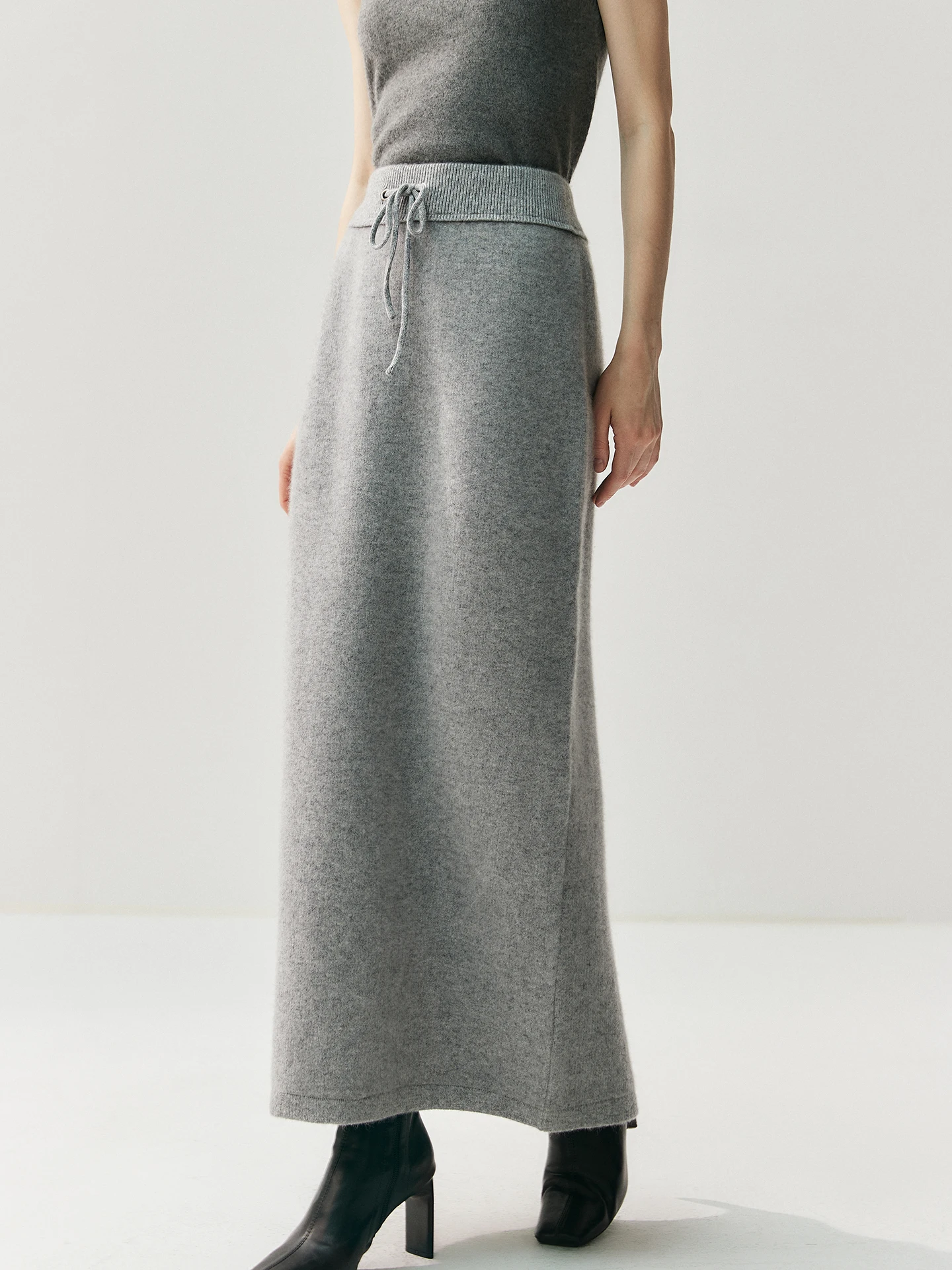 

TLOML Chic Women Cashmere Long Skirt Straight Ankle Length Skirts 100% Cashmere Knit Skirt Autumn Winter Soft Warm Casual Skirts