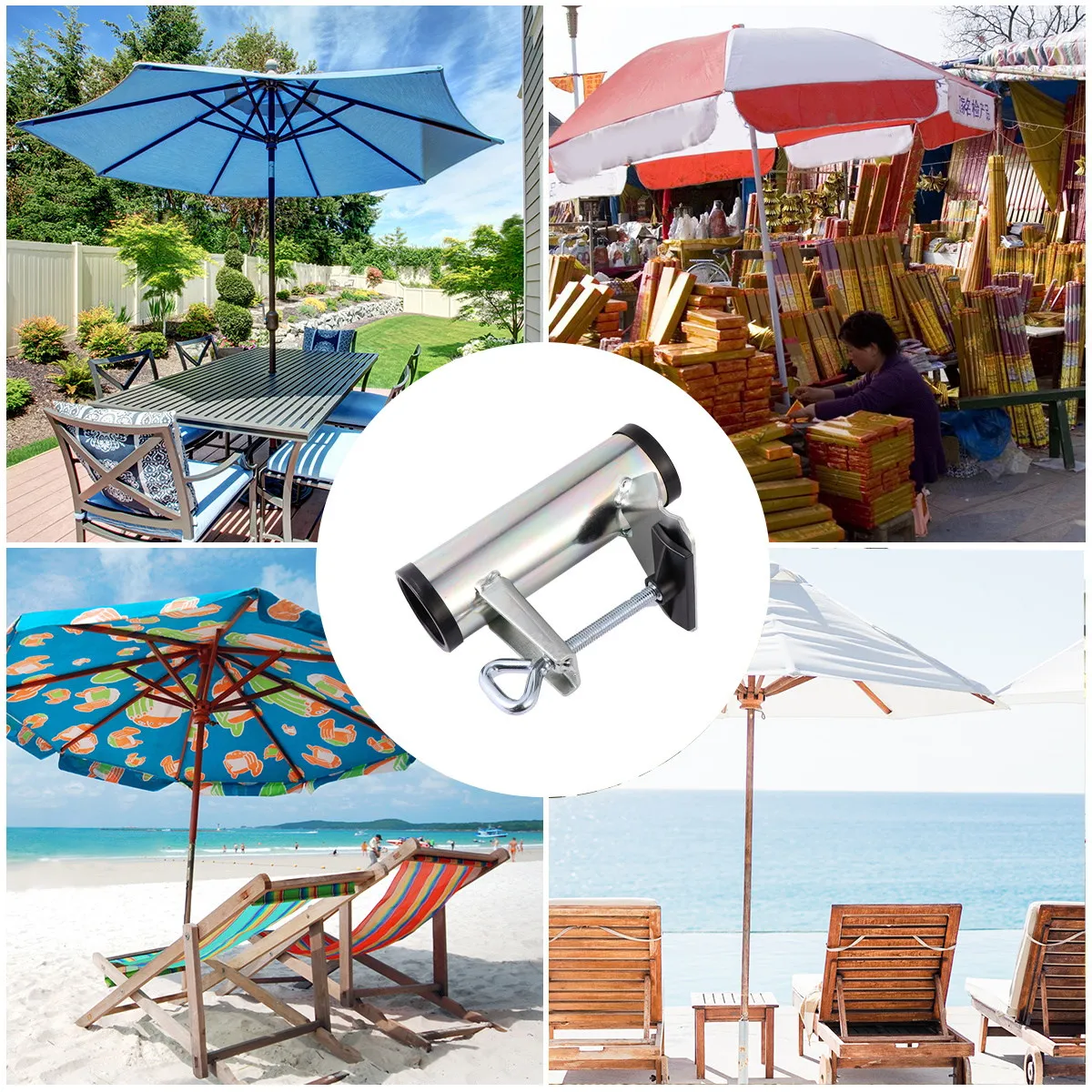 Outdoor Umbrella Fixed Clip Large Clamp Quick Release Screw Fixed Bracket Holder for Umbrellas Flags Fishing Poles Benches