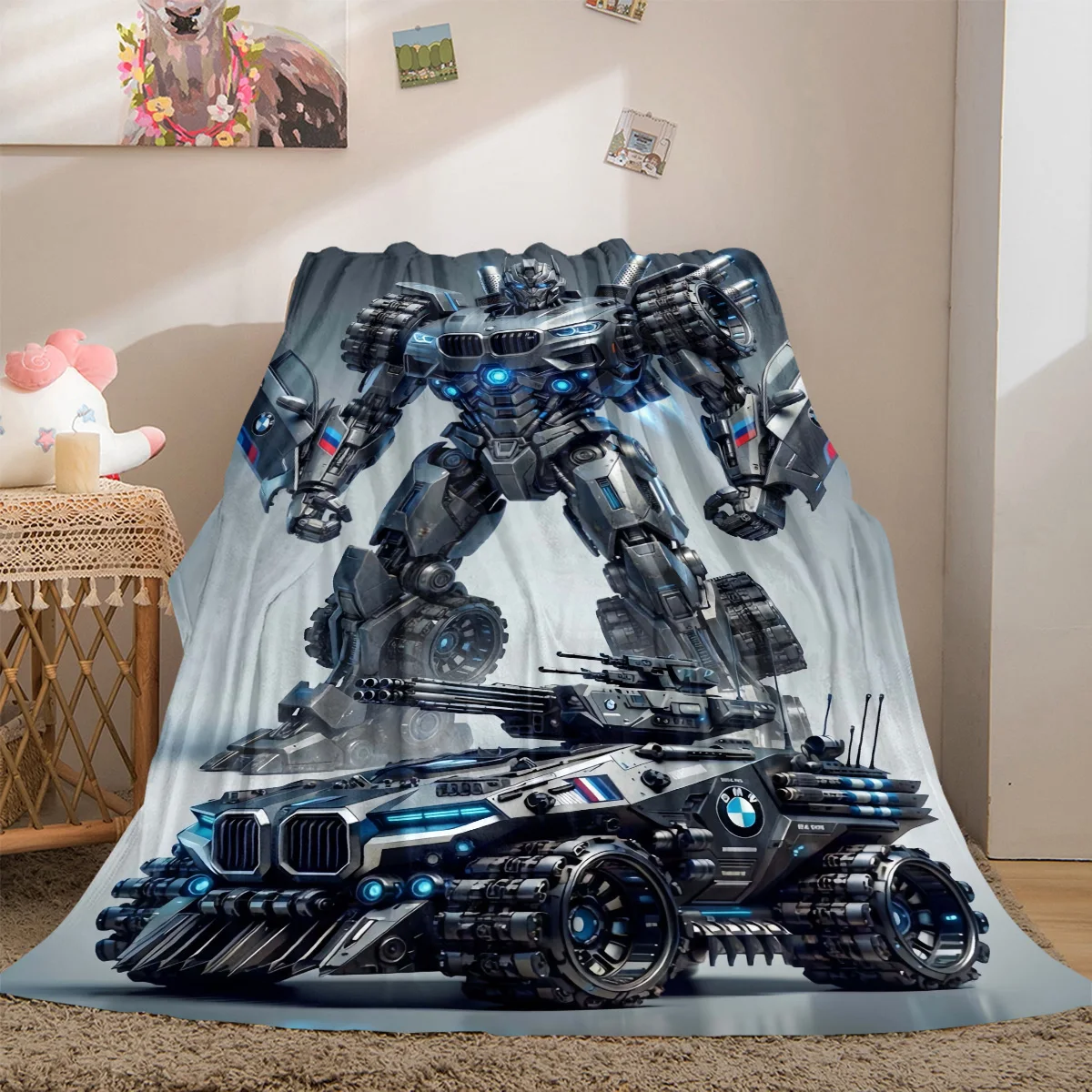 Gundam Luxury Flannel Lightweight Blanket Home Decor Sofa Bed Travel Cover Family Gift LXR109